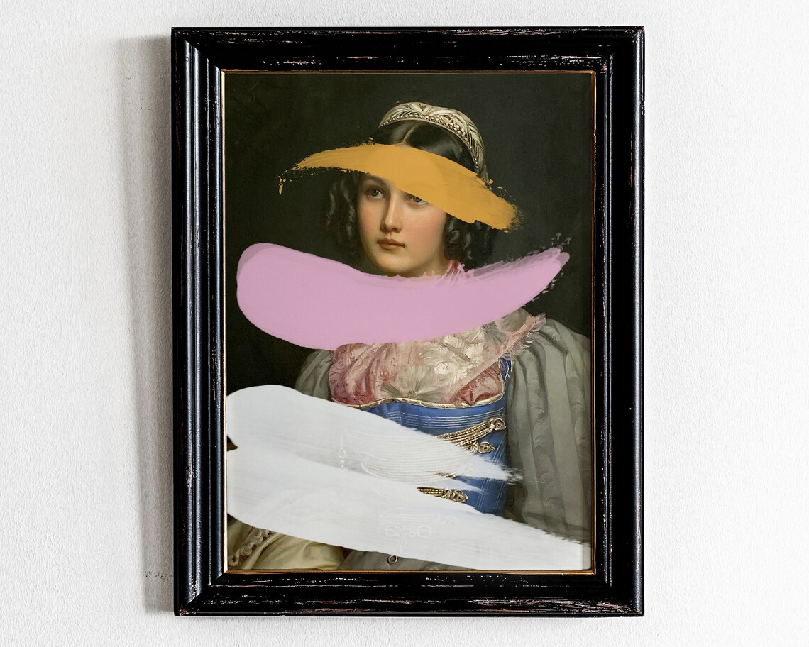 Altered Art Classic Portrait with Colorful Paint Swipes Wall Poster