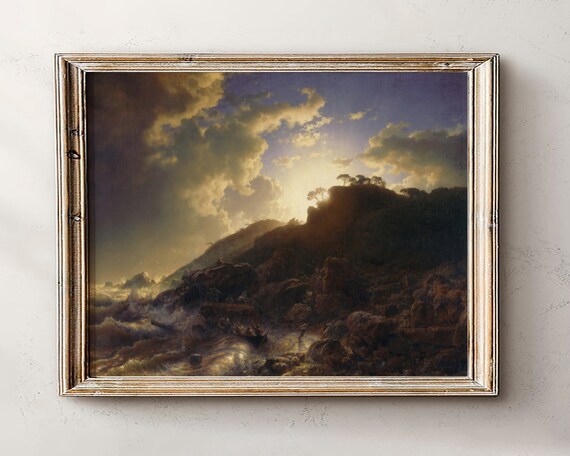 Dark Academia Decormoody Vintage Landscape Oil Paintingantique Wall Artgift Under 10 Dollars For Painterdigital Print