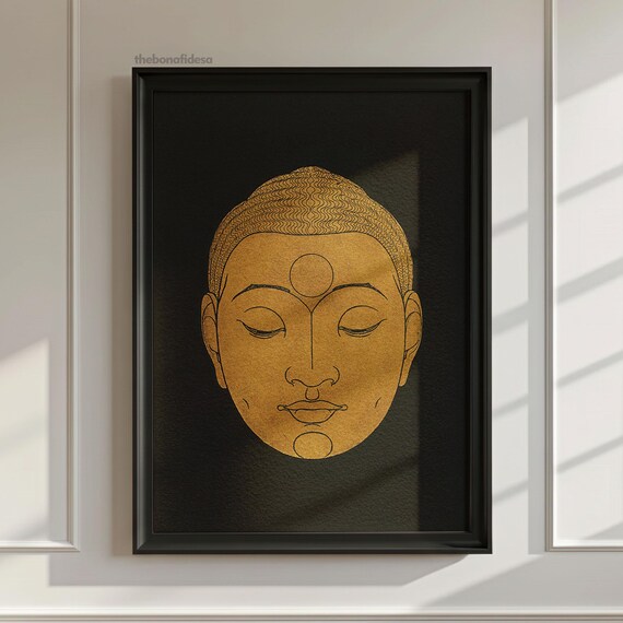 Gold Buddha Wall Art Spiritual Decor Poster Minimalist Meditation Print