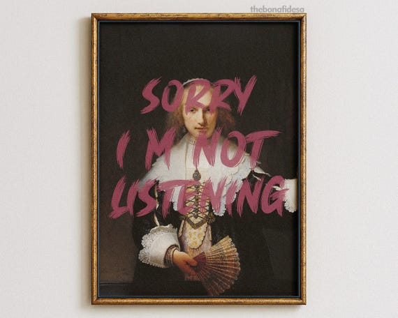 Pop Art Female Portrait Poster Slogan Wall Altered Vintage Painting Print