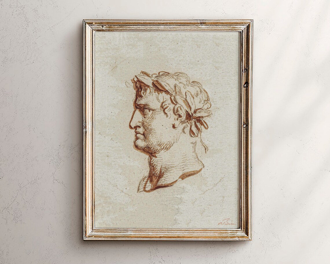 Victorian Man Sketch Art Print, Charcoal Portrait