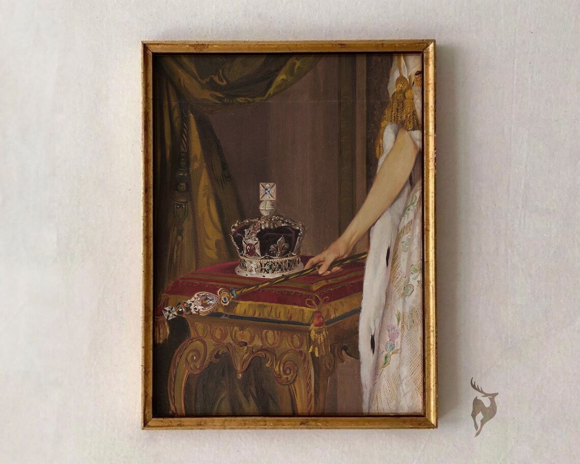 Royal Coronation Crown and Scepter Regal Oil Painting Detail Poster