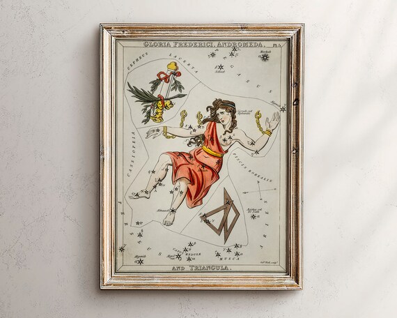Astrology Mapgift For Astrologyzodiac Giftsvintage Zodiac Posterantique Map Printvintage Printcelestial Home Decordark Academia