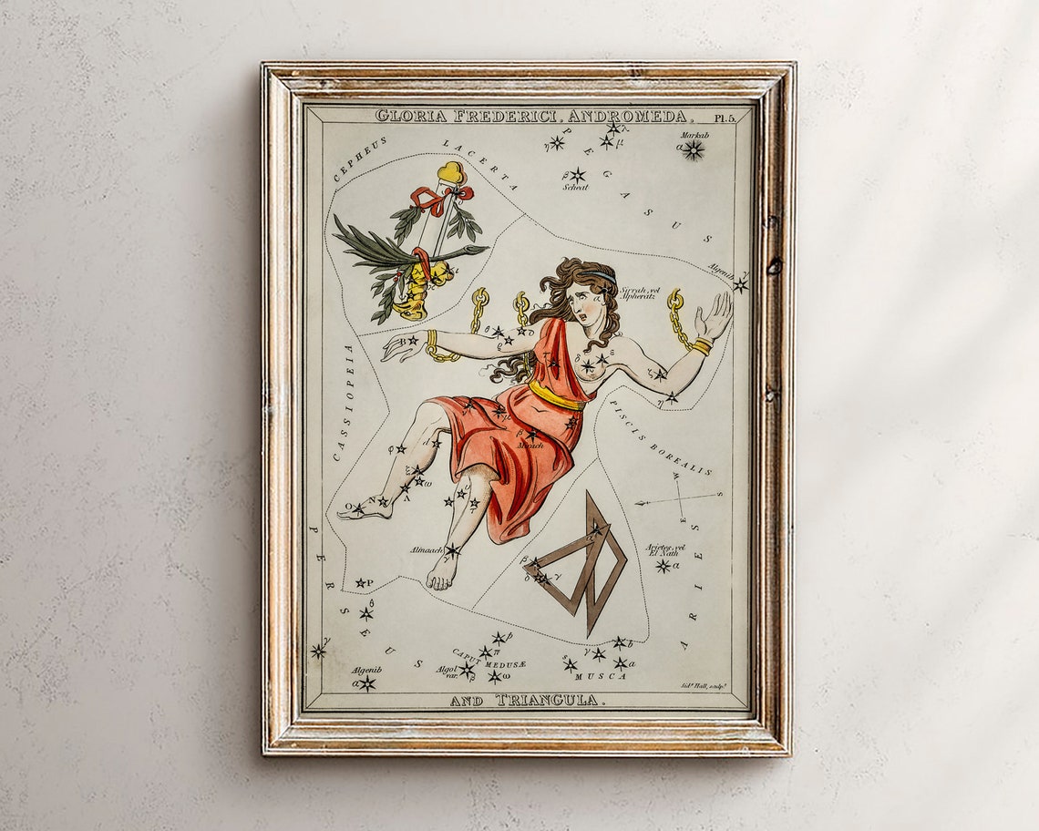 Gloria Frederici Andromeda Vintage Constellation Star Map Poster