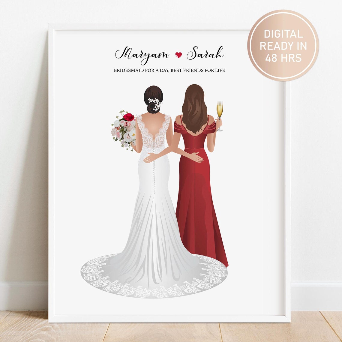 Bridesmaid For A Day Best Friends For Life Custom Wedding Poster