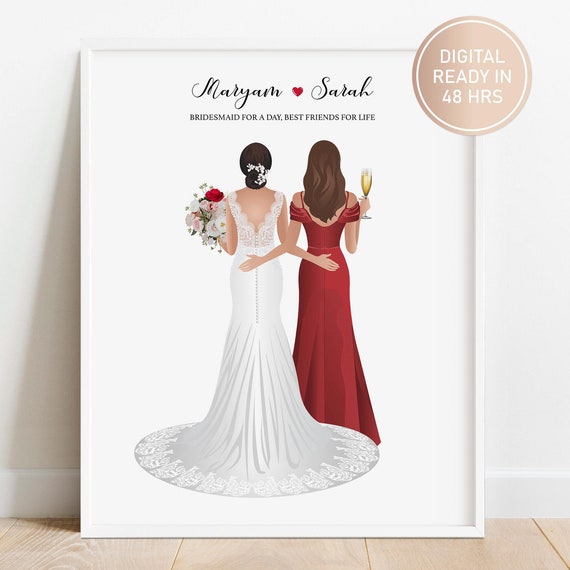 Bridesmaid For A Day Best Friends For Life Custom Wedding Poster