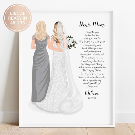 Dear Mom Mother Of The Bride Poem Personalized Custom Wedding Poster
