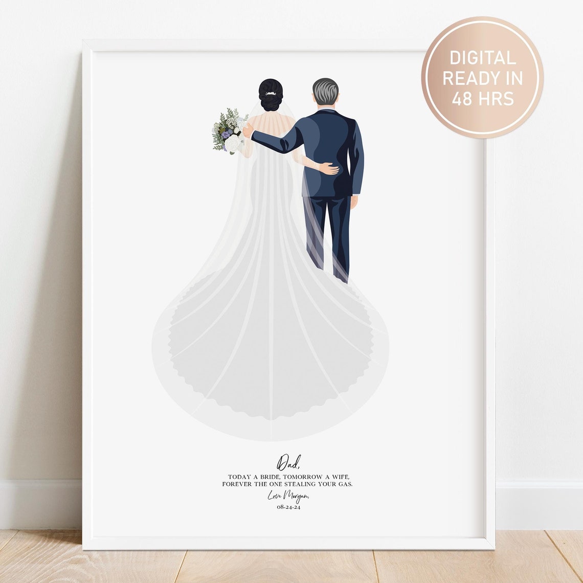 Father of the Bride Humorous Dad Gift Wedding Illustration Poster