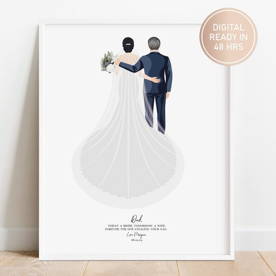 Father of the Bride Humorous Dad Gift Wedding Illustration Poster