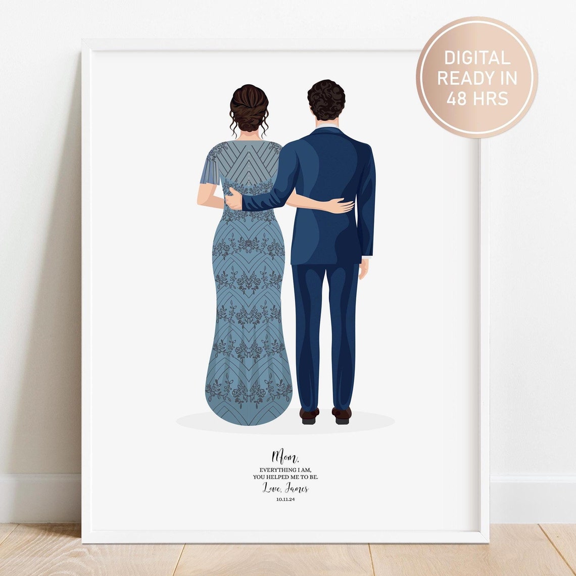 Mother of the Groom With Son Back View Wedding Tribute Poster