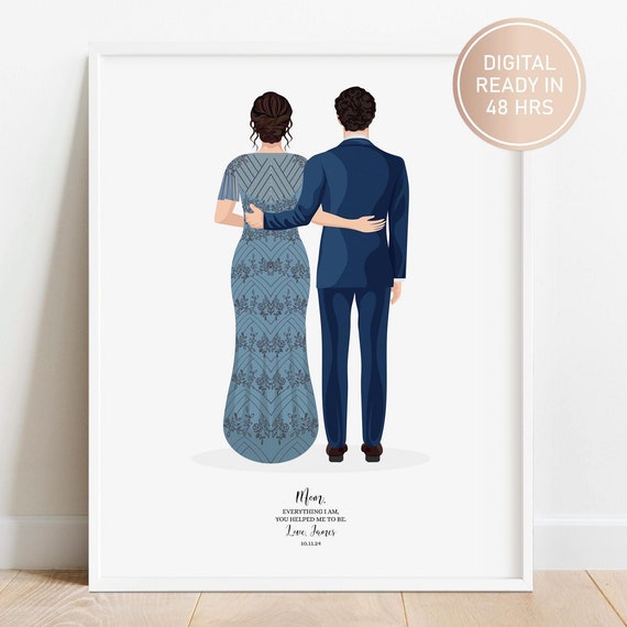 Mother of the Groom With Son Back View Wedding Tribute Poster