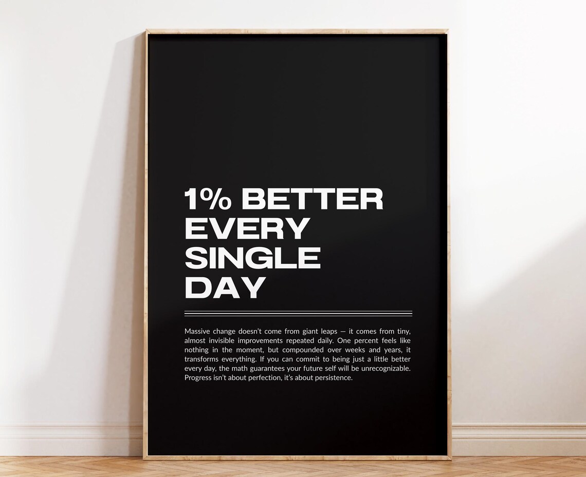 1 Better Every Single Day Motivation Print Inspirational Quote Poster Modern Typography Wall Art
