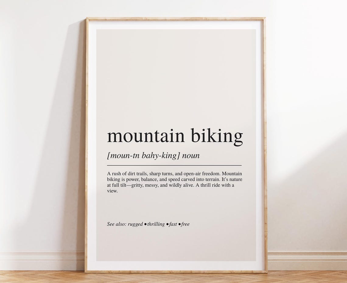 Mountain Biking Dictionary Definition Trail Sport Beige Print