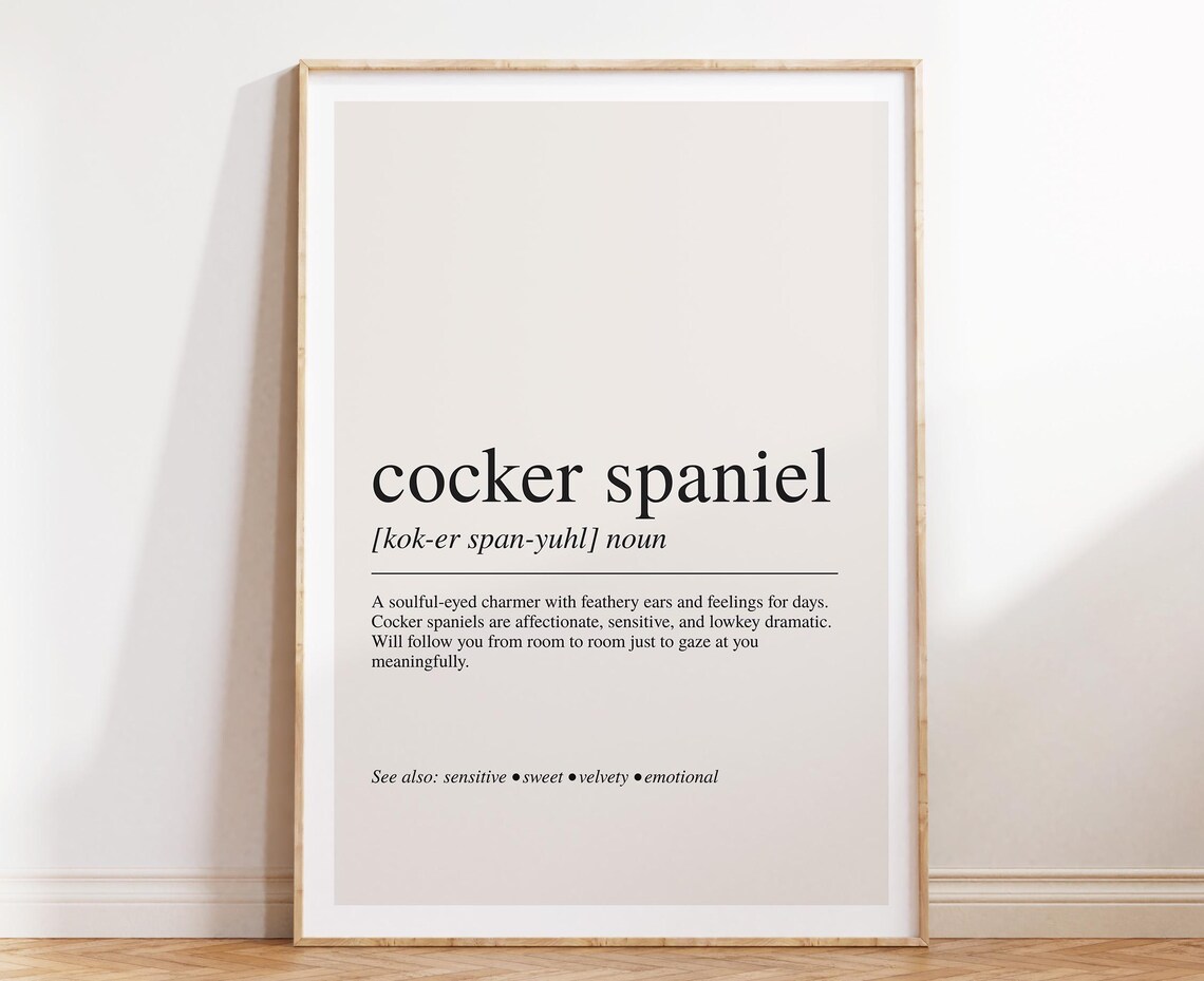 Cocker Spaniel Definition Art Print, Dog Lover