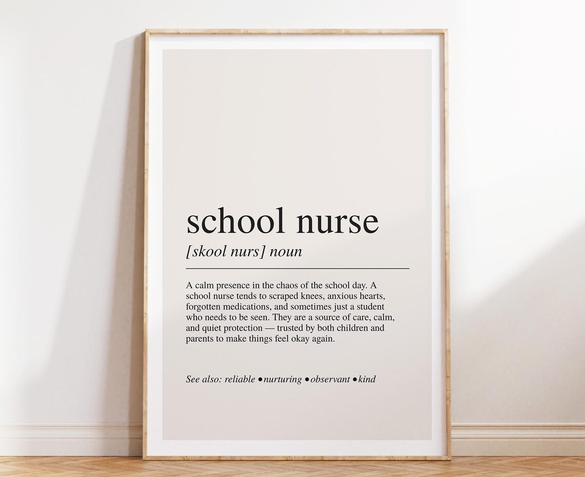 School Nurse Definition Print, Healthcare Worker Gift