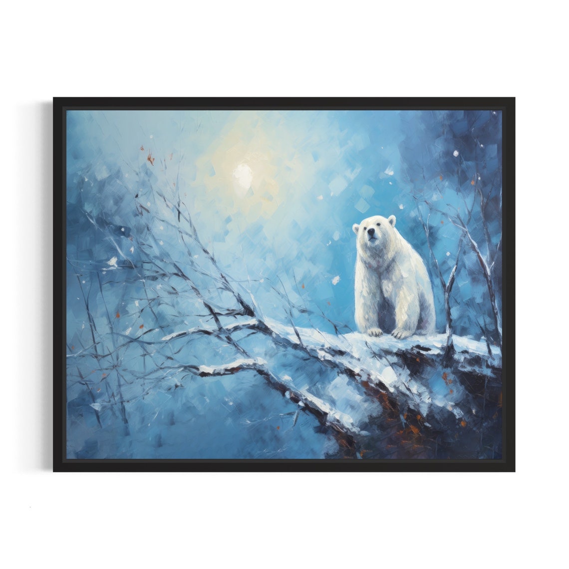 Polar Bear Poster Art Print Winter Scenery Artwork Wall Art Painting