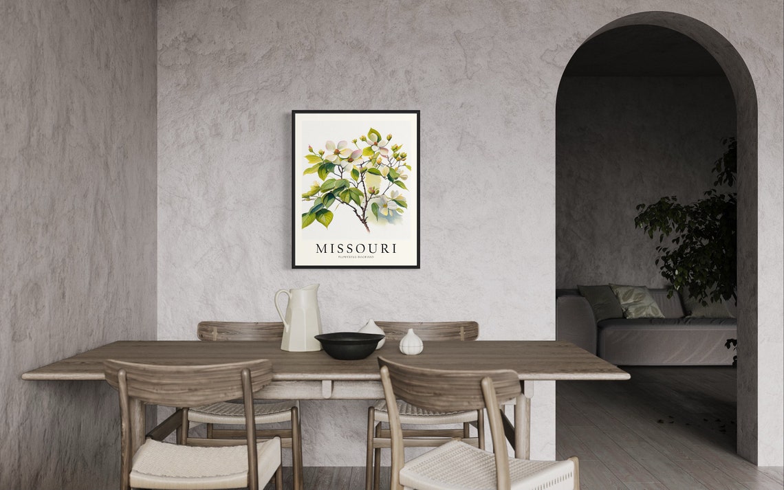 Missouri Flowering Dogwood Watercolor State Tree Botanical Art Print - Image 3