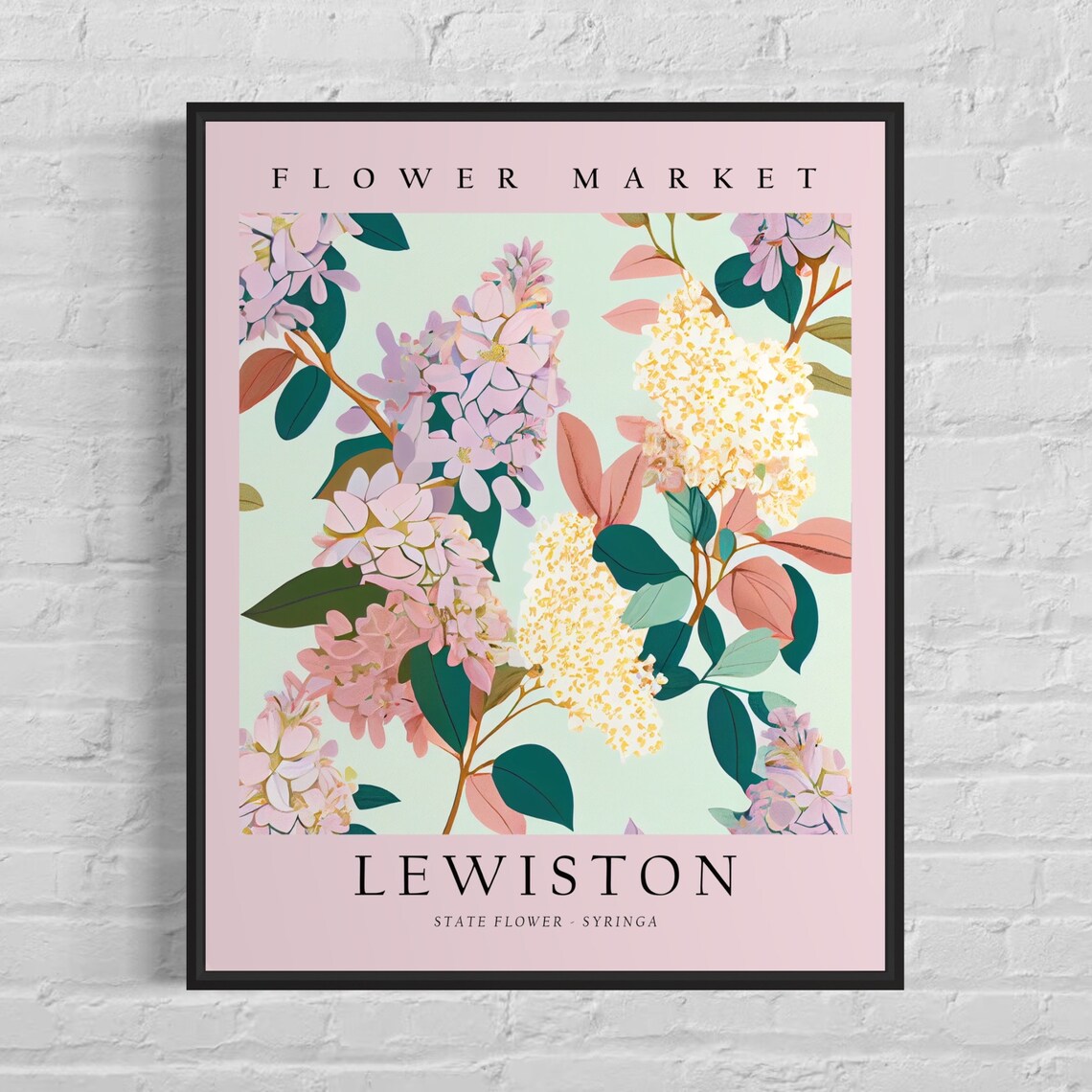 Lewiston Idaho Flower Market Art Print, Botanical