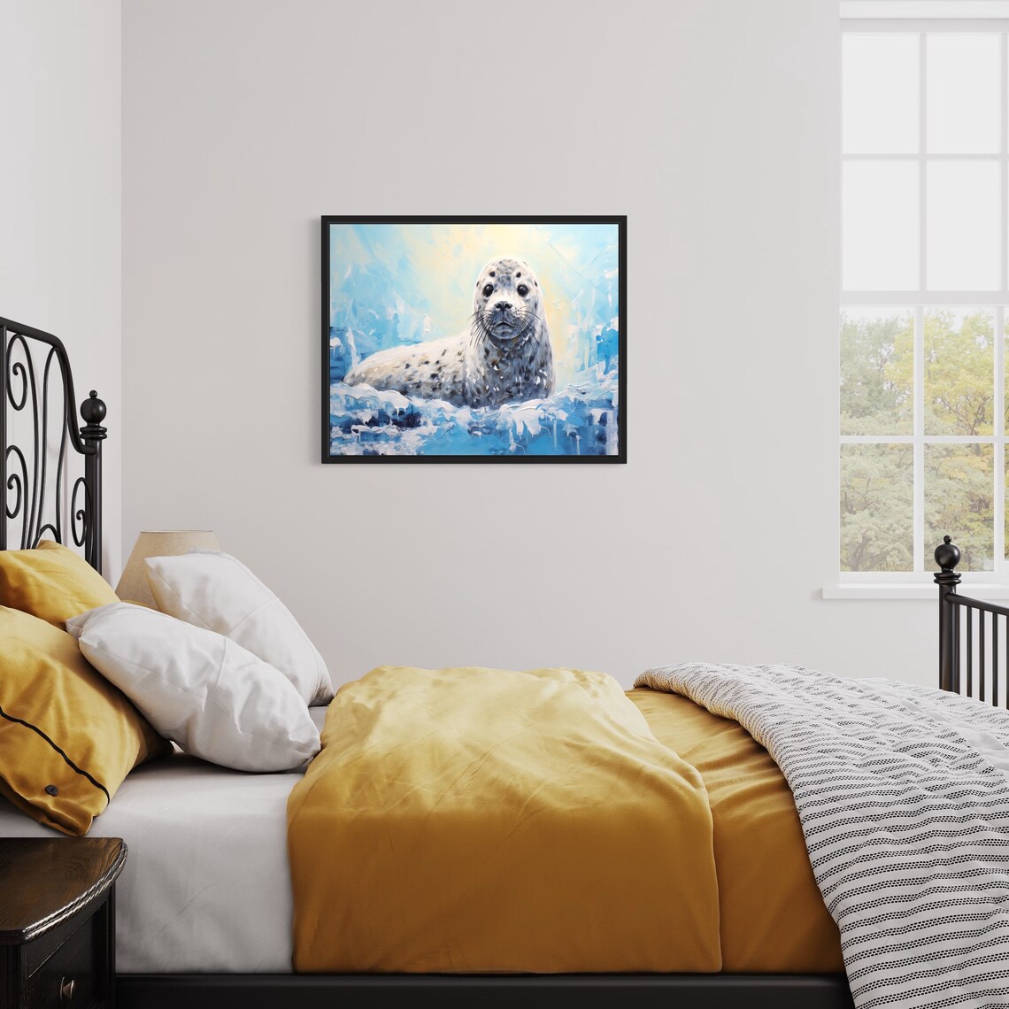 Harp Seal Poster Art Print Winter Scenery Artwork Wall Art Painting - Image 2