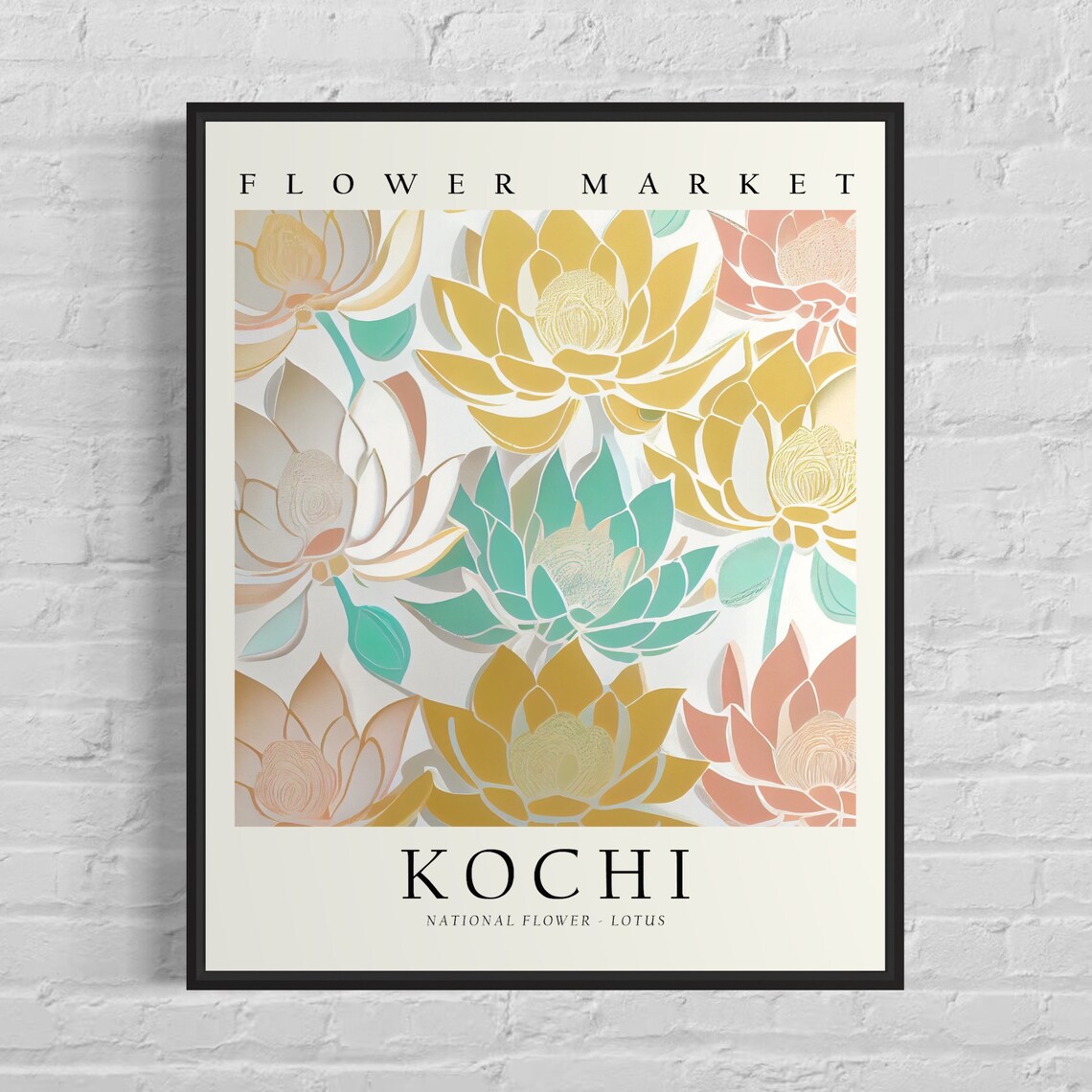 Kochi Lotus Flower Market Botanical City Travel Decor Poster