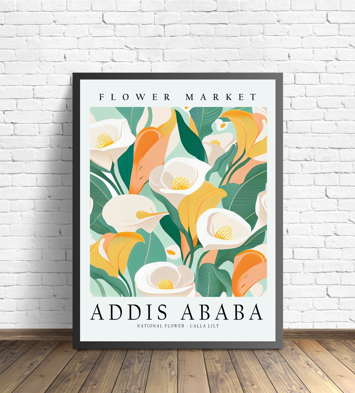 Addis Ababa Flower Market Calla Lily Botanical Illustration Poster