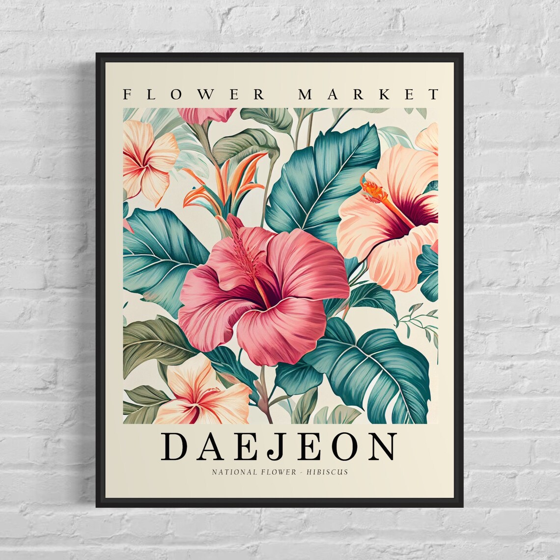 Daejeon Hibiscus Flower Market Tropical Botanical Decor Poster