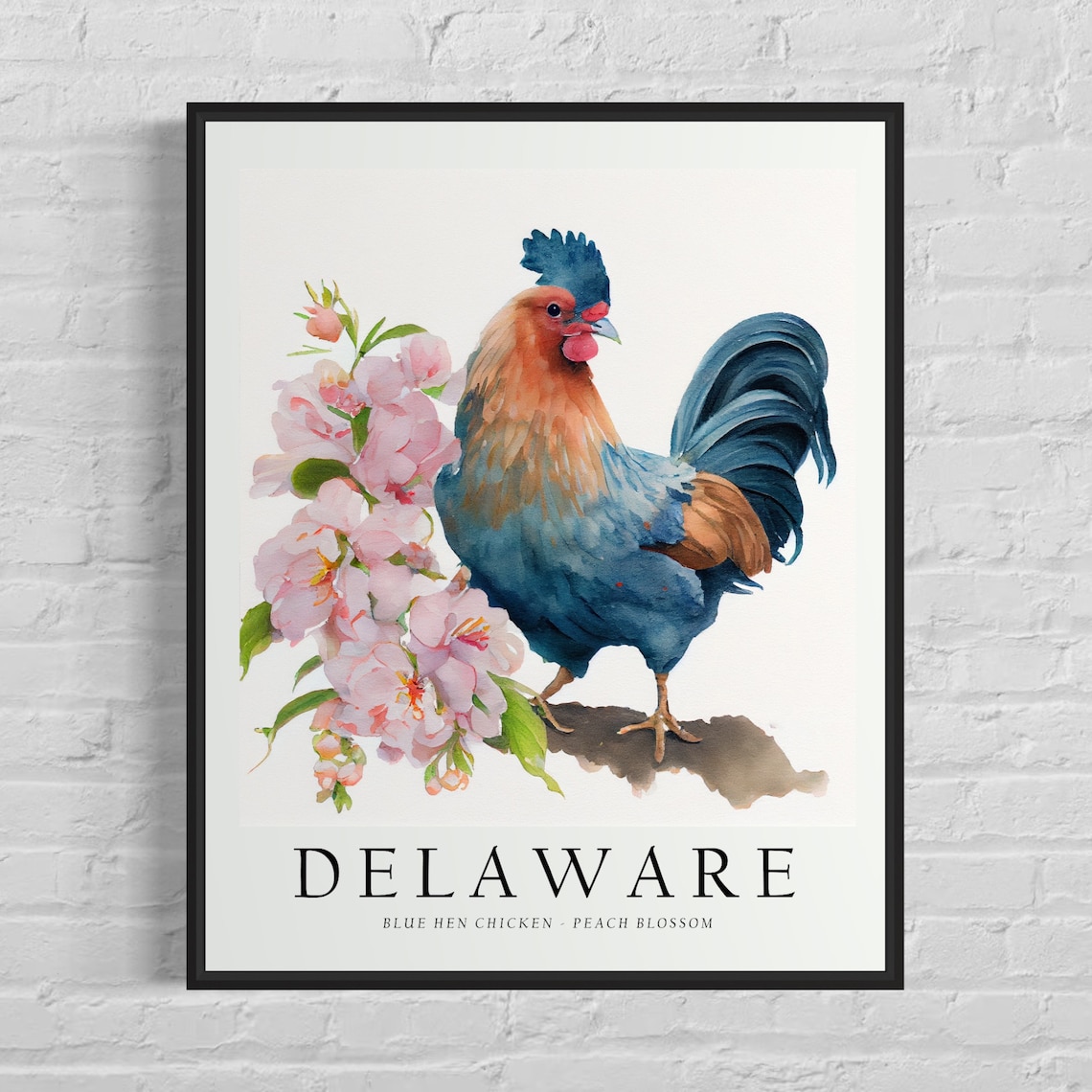 Delaware State Bird Art Print, State Flower Wall Decor