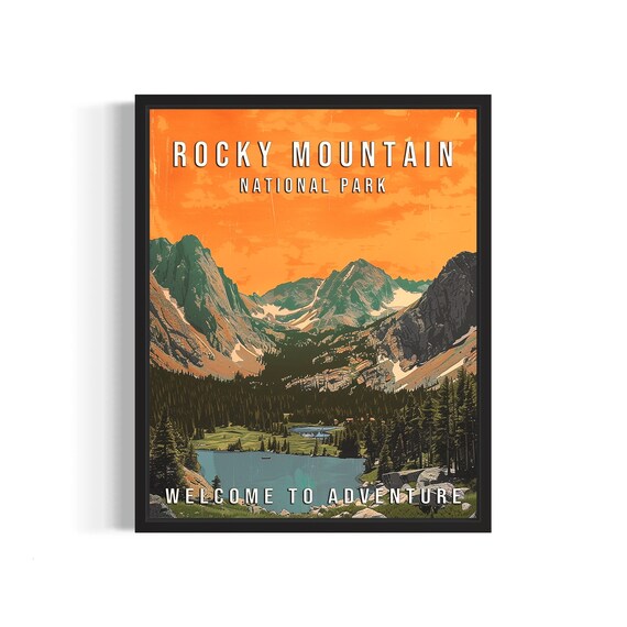 Rocky Mountain National Park Colorado Alpine Lake Sunset Travel Poster