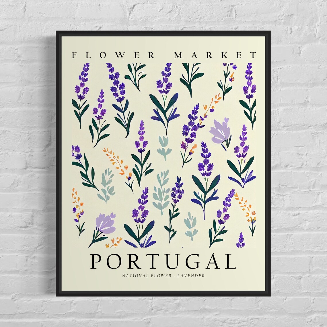 Portugal National Flower Lavender 1960s Botanical Art Print