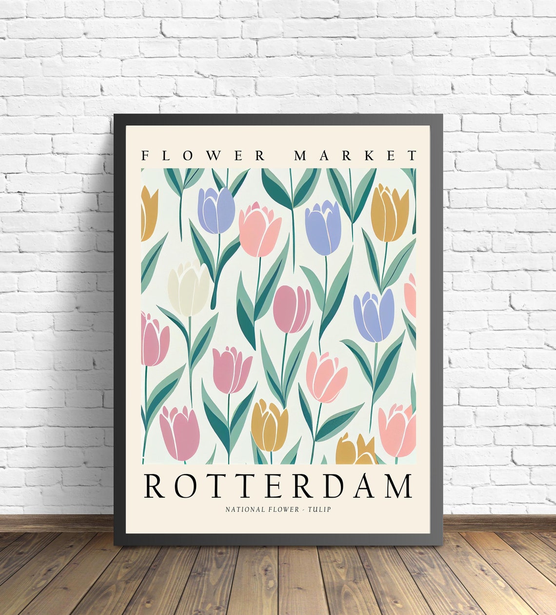 Rotterdam Flower Market Tulip Pastel Pattern Floral Art Poster