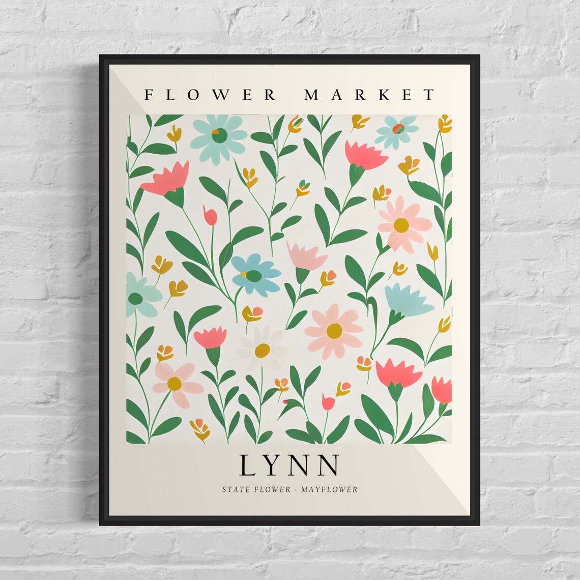 Lynn Whimsical Mayflower State Flower Market Botanical Poster