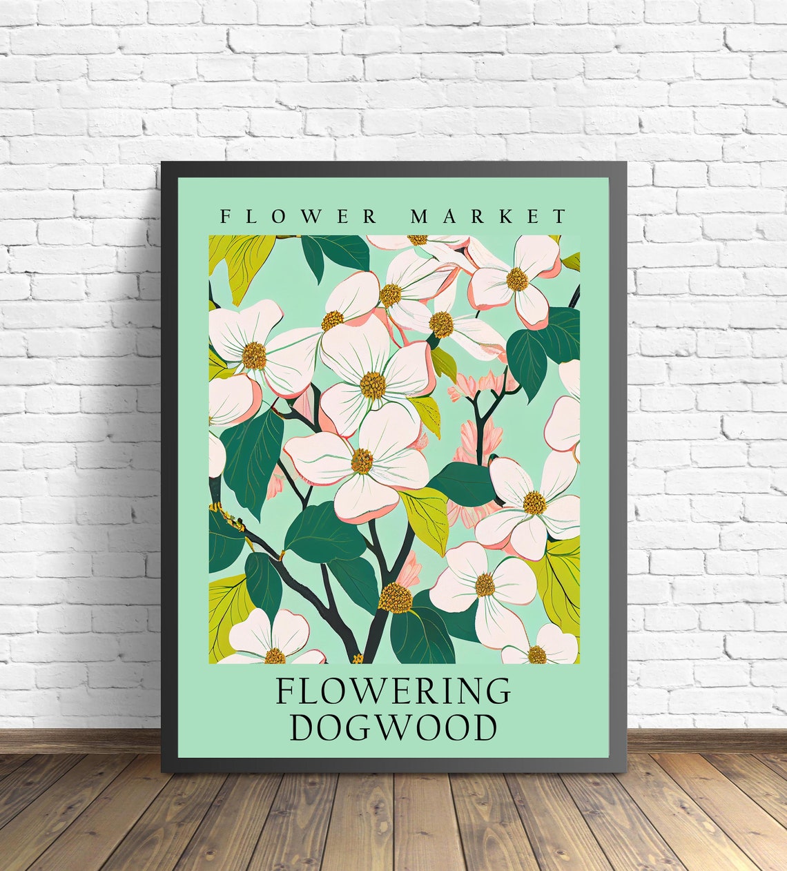 Flowering Dogwood Blush Mint Botanical Flower Market Art Print