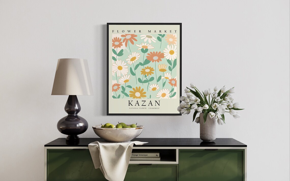 Kazan Chamomile Flower Market Botanical Travel Decor Art Poster - Image 2