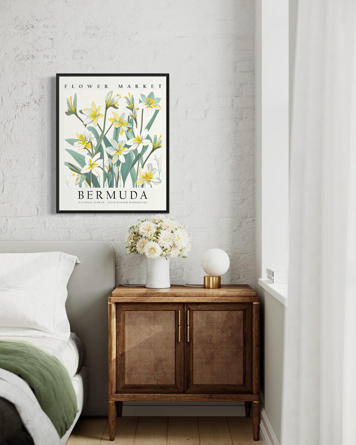 Bermuda National Flower Sisyrinchium Bermudiana Vintage Art Poster - Image 3
