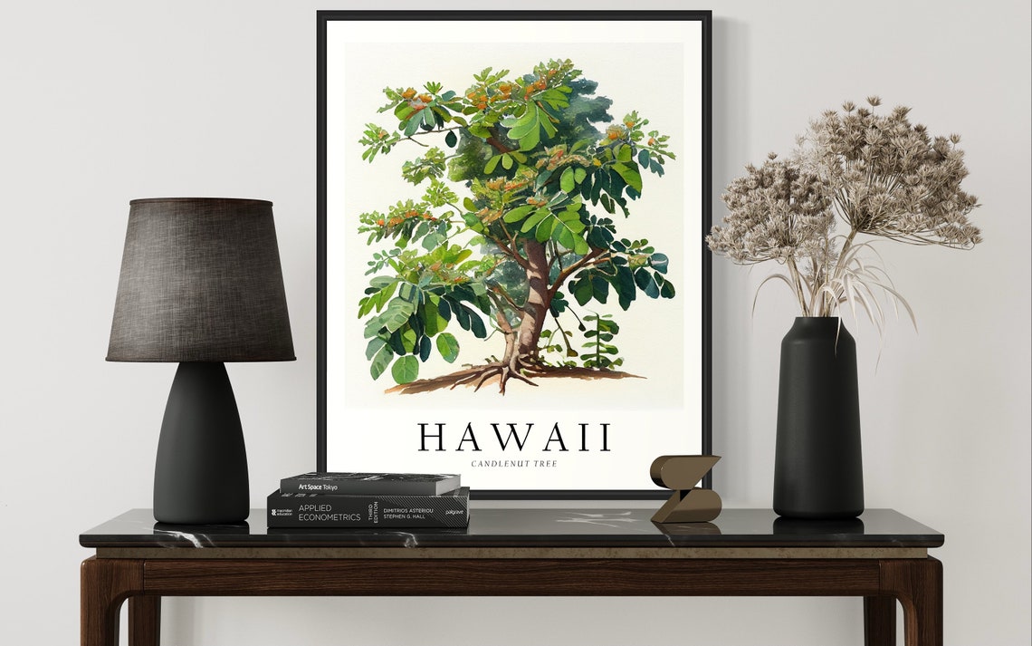 Hawaii Candlenut Tree Watercolor State Tree Botanical Art Print - Image 2
