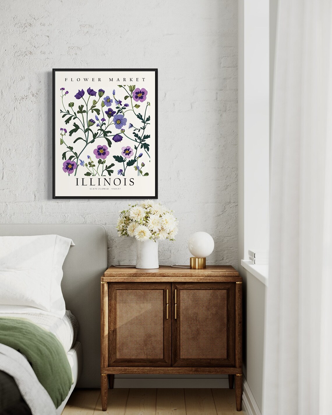 Illinois State Flower Violet, 1960s Botanical Art Print - Image 3