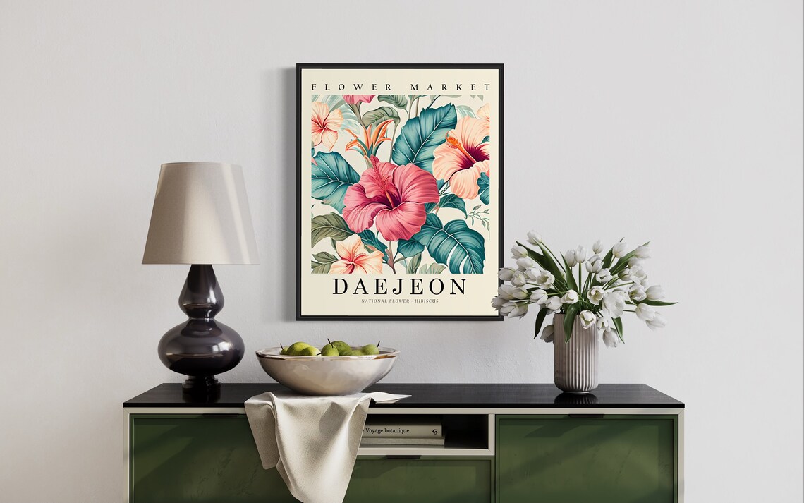 Daejeon Hibiscus Flower Market Tropical Botanical Decor Poster - Image 2