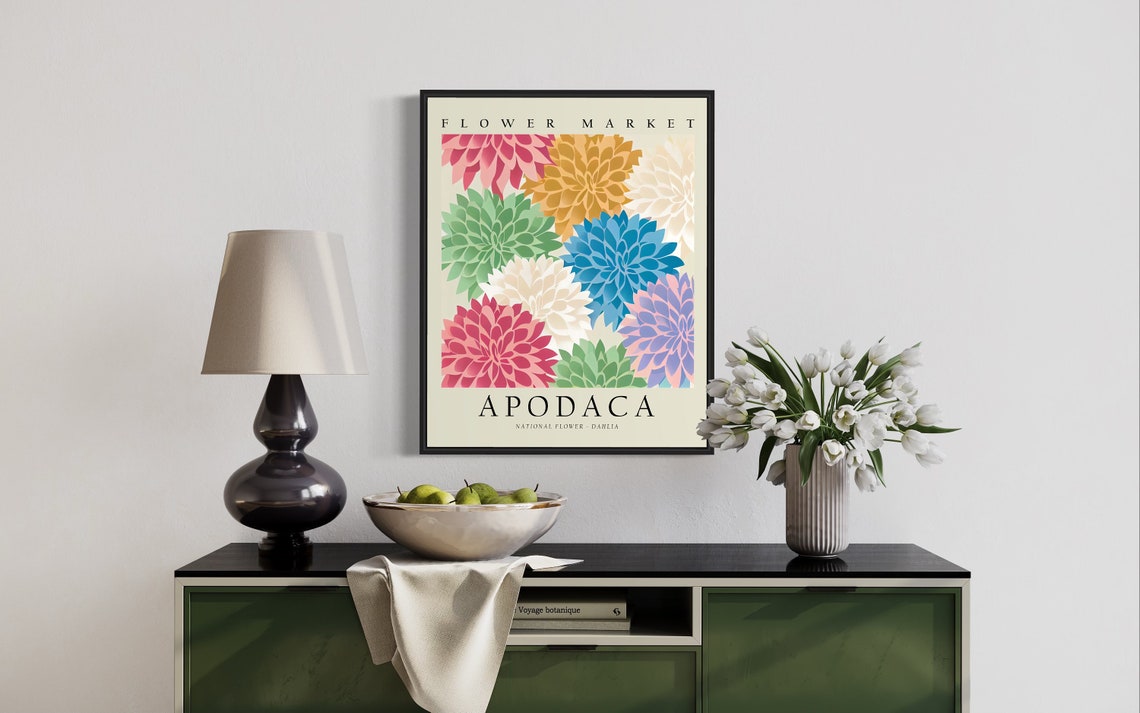 Apodaca Mexico Flower Market Art Print Apodaca Flower Poster Wall Art - Image 2