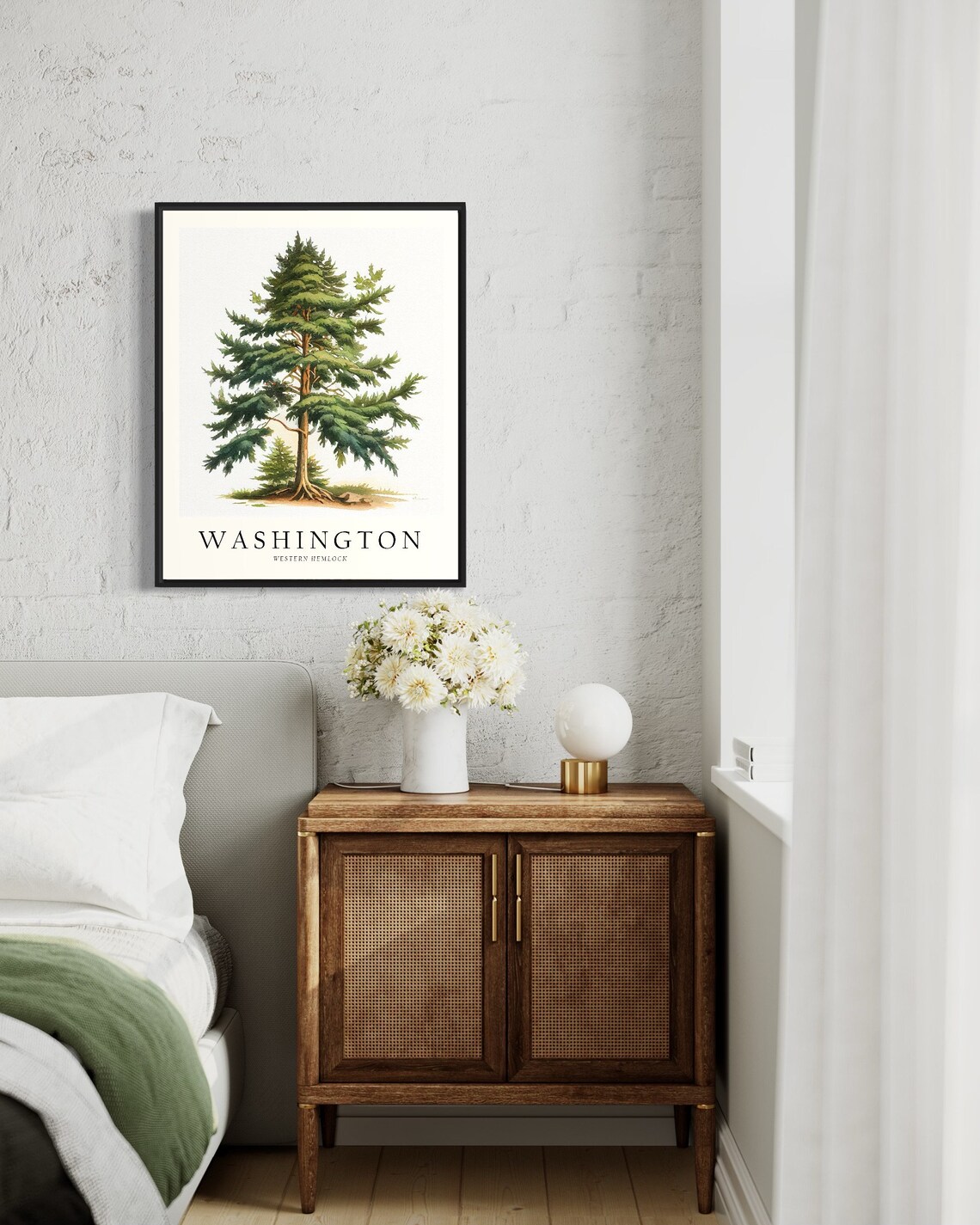 Washington State Tree Art Print, Western Hemlock Symbol - Image 3