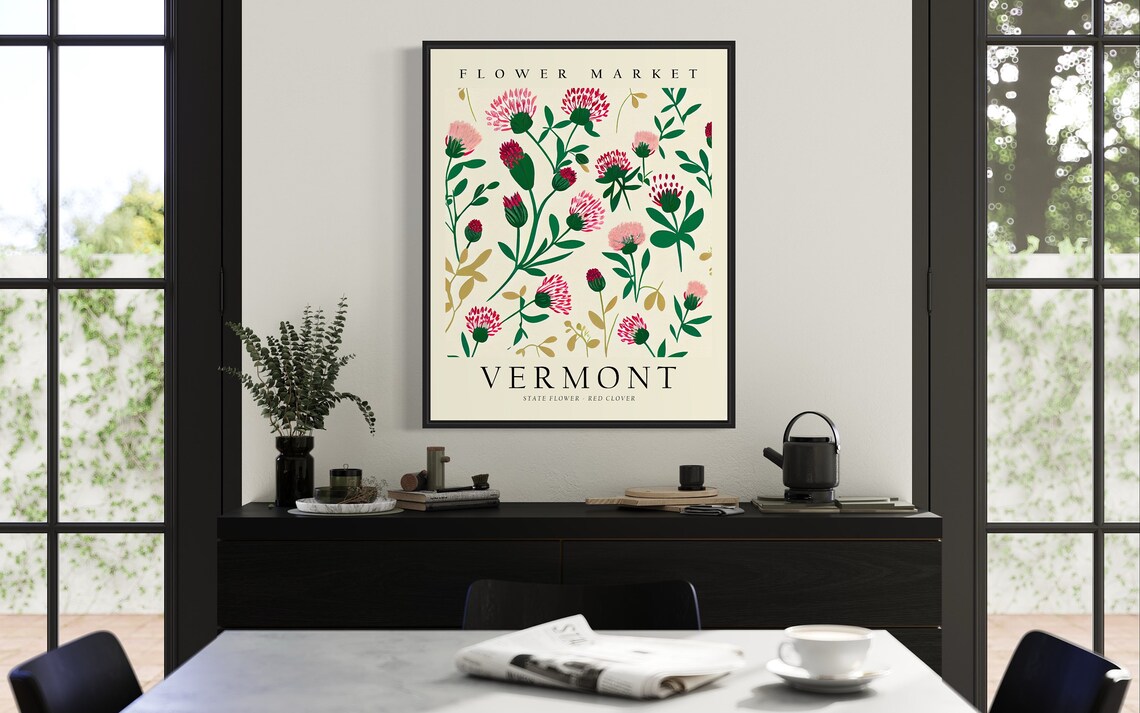 Vermont State Flower Red Clover Botanical Art Print - Image 2