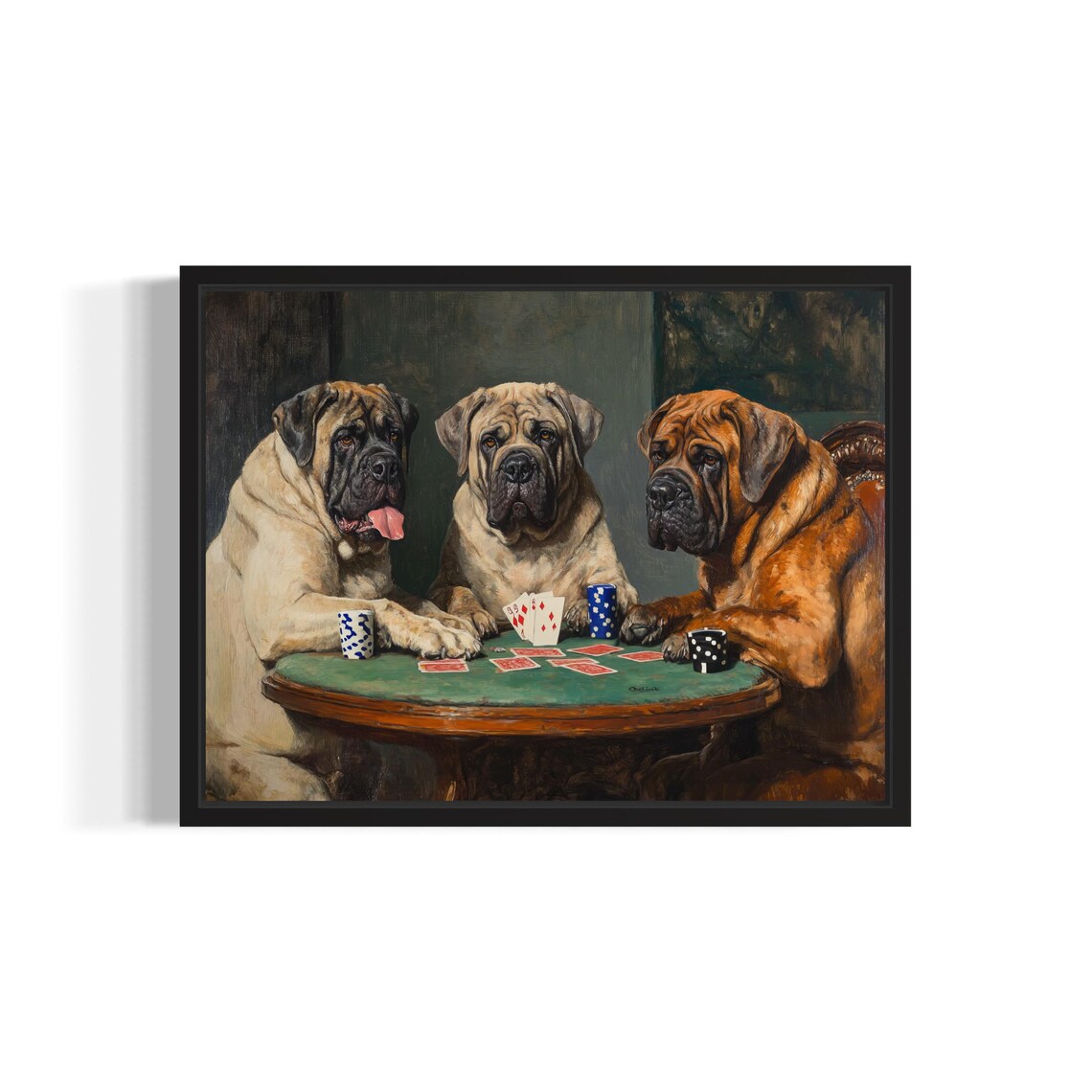 Mastiff Playing Cards Humor Poster Art Print