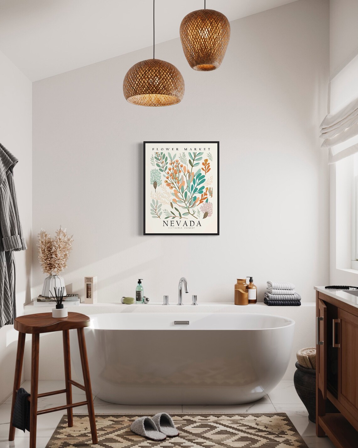 Nevada State Flower Sagebrush, Neutral Botanical Art Print - Image 2