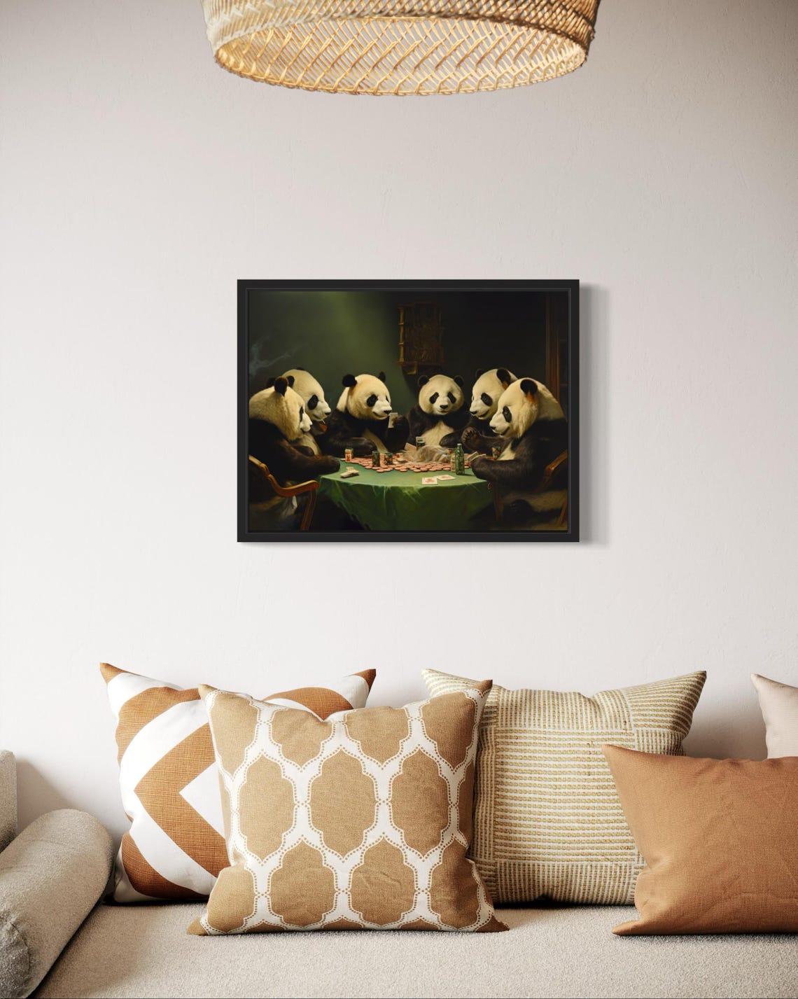 Pandas Playing Poker Card Game Seven Bears Vintage Humor Poster - Image 2