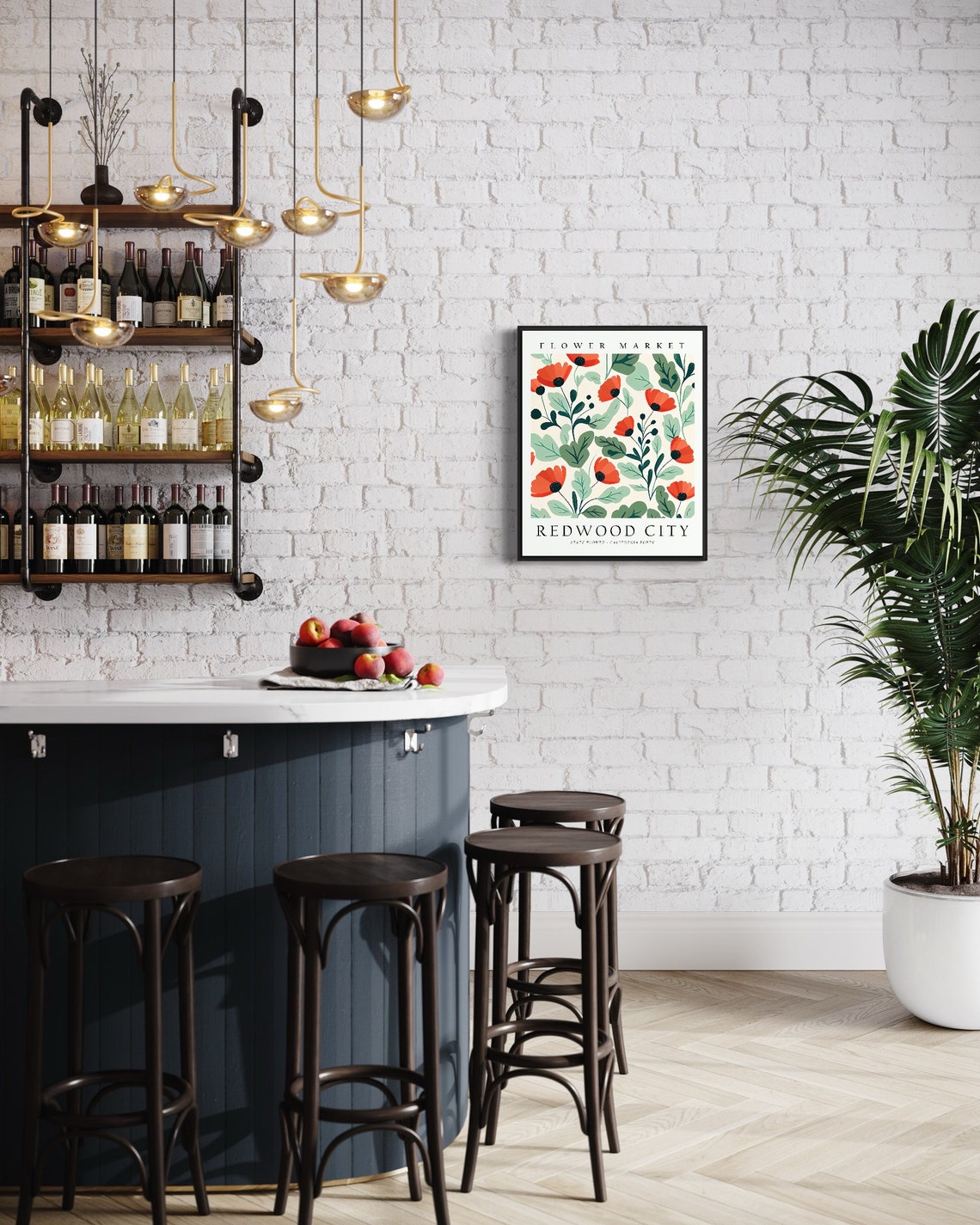 Redwood City California Flower Market Art Print Redwood City Flower California Poppy Wall Art Botanical Pastel Artwork - Image 3