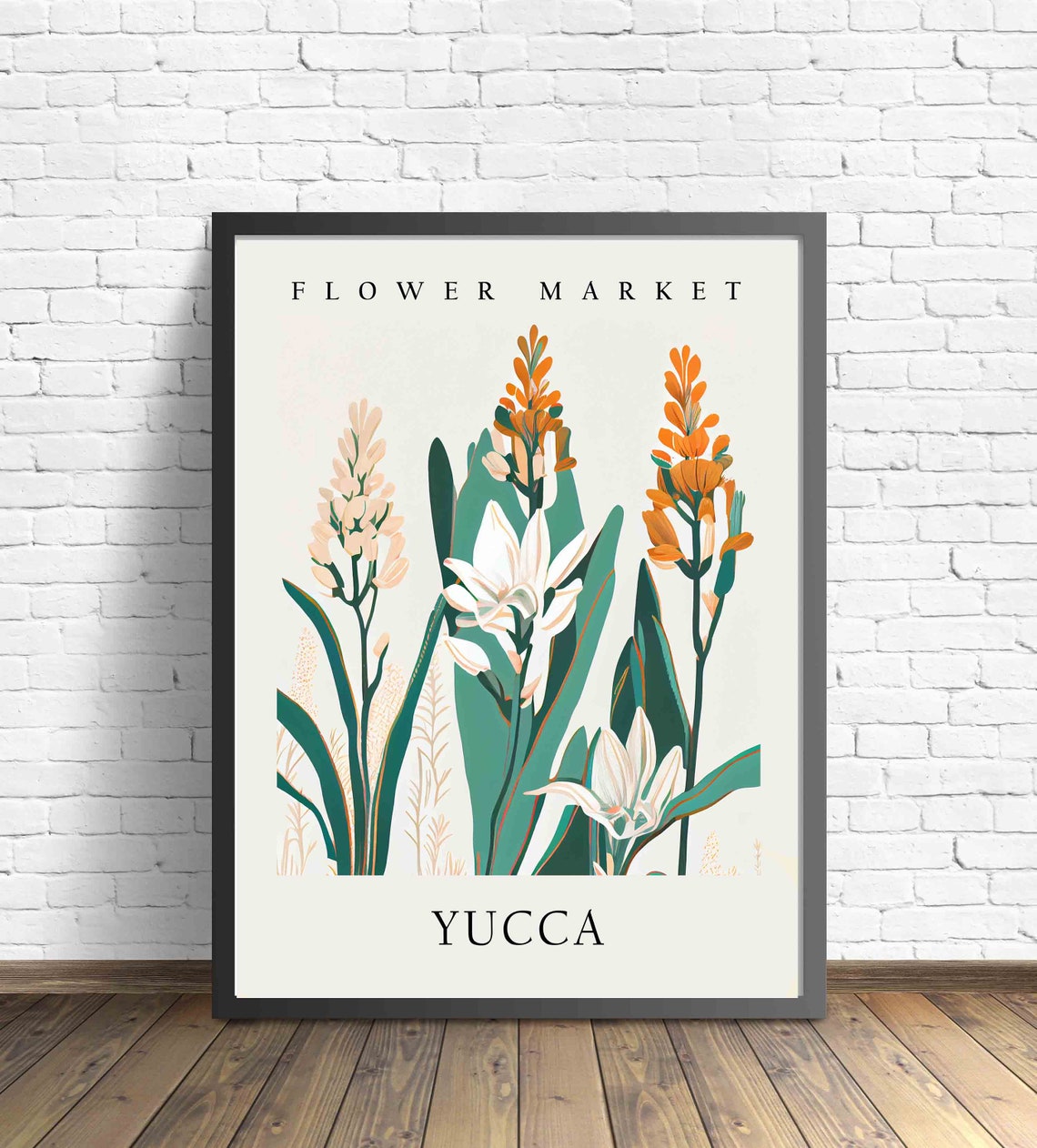 Yucca Desert Bloom Orange Bud Botanical Flower Market Poster