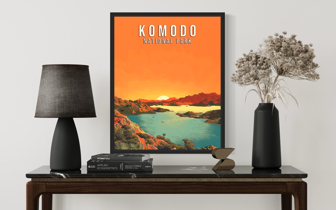 Komodo National Park Island Sunset Vintage Art Vintage Poster - Image 2