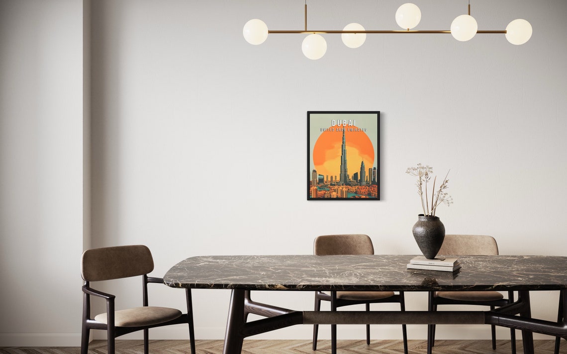 Dubai United Arab Emirates Burj Khalifa Sunset Travel Poster - Image 2