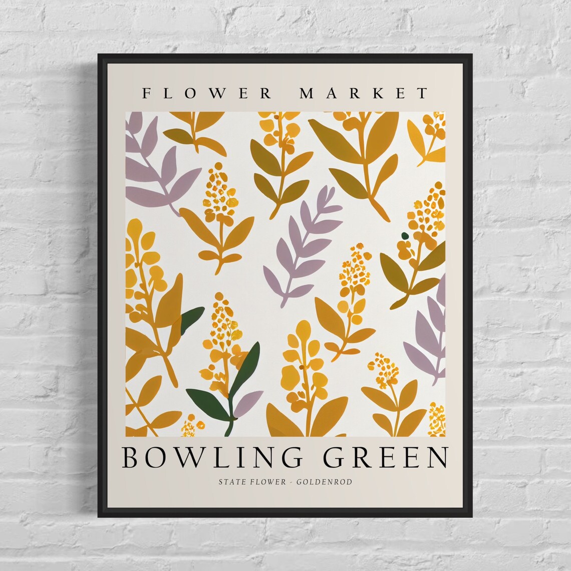 Bowling Green Kentucky Goldenrod Botanical Flower Market Poster