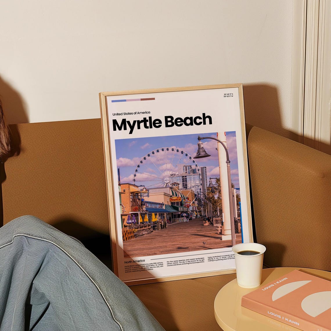 Myrtle Beach Boardwalk Ferris Wheel Ocean City Sunset View Poster - Image 4