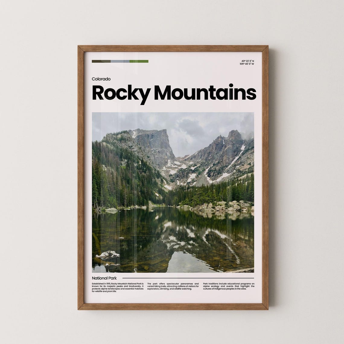Rocky Mountain National Park Colorado Alpine Lake Reflection Poster